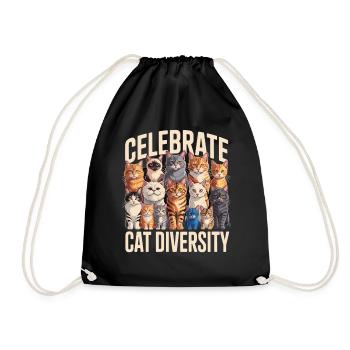 Celebrate Cat Diversity Cats - Drawstring Bag - black - Front