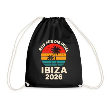 Ibiza 2026 Retro Sonnenuntergang - Turnbeutel - Schwarz - Vorne