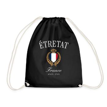 Étretat France Coat of Arms Crown – Travel Souvenir - Drawstring Bag - black - Front