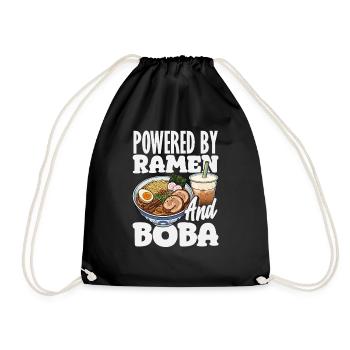 Powered by Ramen and Boba Bubble Tea - Drawstring Bag - black - Front