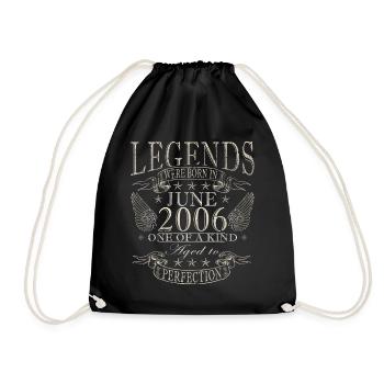 20th Birthday Gift Legend June Vintage 2006 - Drawstring Bag - black - Front