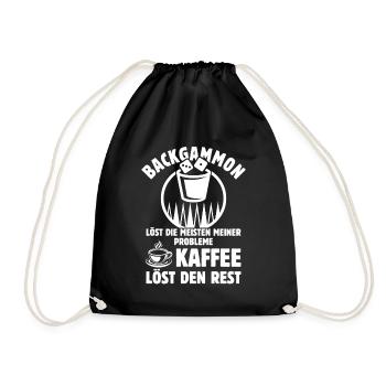 Backgammon löst meine Probleme - Kaffee Spruch - Turnbeutel - Schwarz - Vorne