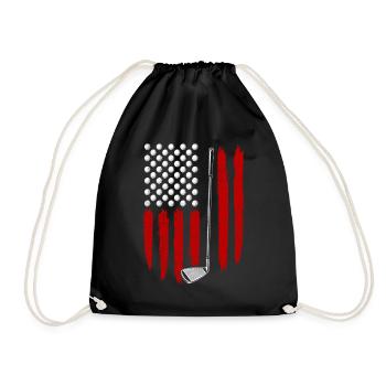 USA Flag Golf Patriotic American Golfer - Turnbeutel - Schwarz - Vorne