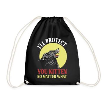 Protective wolf for kittens - Drawstring Bag - black - Front