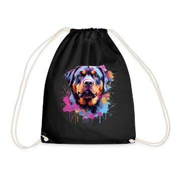 Rottweiler Bunker Splash Art Hund - Turnbeutel - Schwarz - Vorne