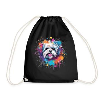 Shih Tzu Dog Splash Art Bunt - Turnbeutel - Schwarz - Vorne
