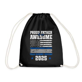  Proud Father of an awesome Police Academy - Drawstring Bag - black - Front