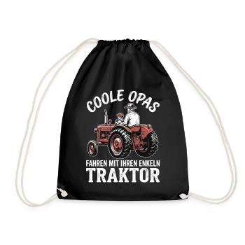 Coole Opas fahren mit ihren Enkeln Traktor - Turnbeutel - Schwarz - Vorne
