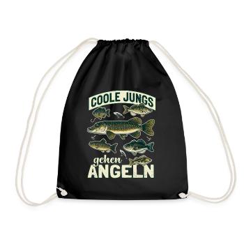 Coole Jungs gehen Angeln Vintage Fische - Turnbeutel - Schwarz - Vorne