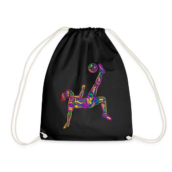 Soccer colorful soccer player girl soccer player - Drawstring Bag - black - Front