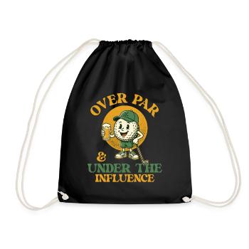 Over Par Under Influence Golf Beer Humor - Drawstring Bag - black - Front