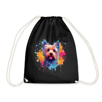 Art coloré de chien Yorkshire Terrier - Sac de sport léger - noir - Devant