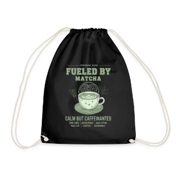 Angetrieben von Matcha Calm, aber koffeinhaltigem grünem Tee - Turnbeutel - Schwarz - Vorne