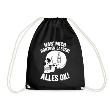 Bier im Kopf Röntgen Humor Shirt - Turnbeutel - Schwarz - Vorne