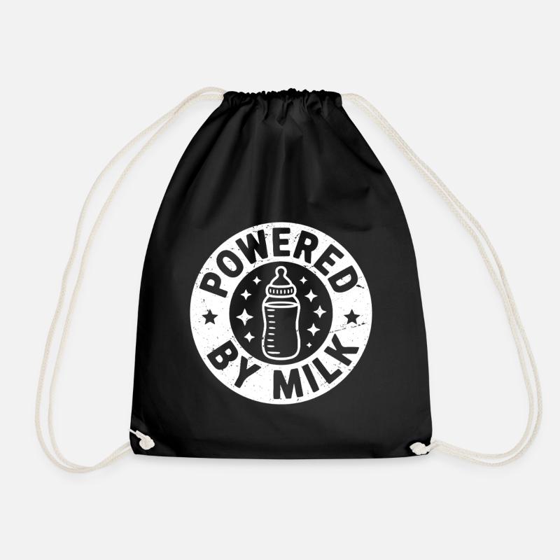 powered by milk - Drawstring Bag - black