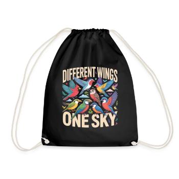 Different Wings One Sky Bird - Drawstring Bag - black - Front