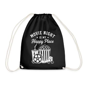 Movie Night is my Happy Place Kino Film Popcorn - Drawstring Bag - black - Front