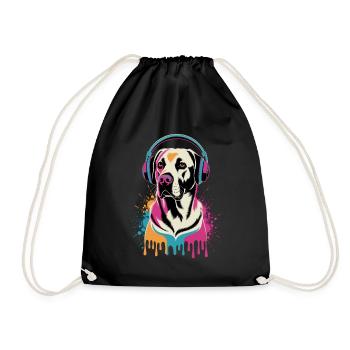 Labrador avec casque - Sac de sport léger - noir - Devant