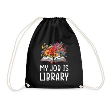 Book Blossoms Library Design - Drawstring Bag - black - Front