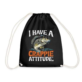 Crappie Attitude Fischdesign - Turnbeutel - Schwarz - Vorne