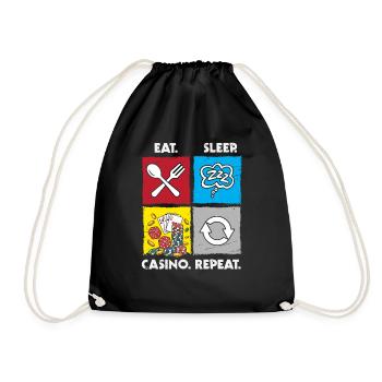 Eat Sleep Casino Repeat Gambling Gambling Poker - Drawstring Bag - black - Front