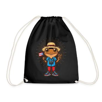 Coqui Frog Puerto Rican Puerto Rico Flag - Drawstring Bag - black - Front