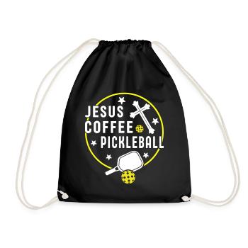 Jesus Kaffee Pickleball Design - Turnbeutel - Schwarz - Vorne