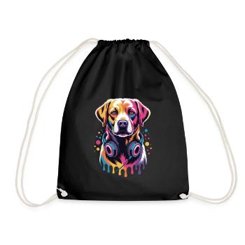 Labrador avec casque - Sac de sport léger - noir - Devant