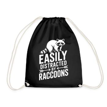 Raccoon Sayings Raccoon Funny Raccoon Gift - Drawstring Bag - black - Front