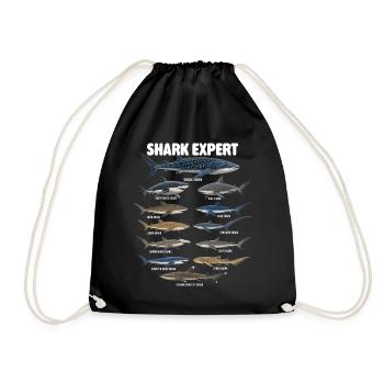 Shark Expert Ocean Marine Biology Humor - Drawstring Bag - black - Front