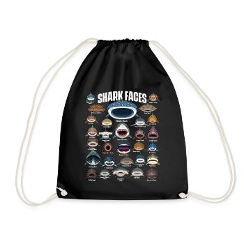 Shark Face Prédateur océanique Biologie marine - Sac de sport léger - noir - Devant