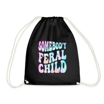 Somebody Feral Child Tie-Dye - Drawstring Bag - black - Front