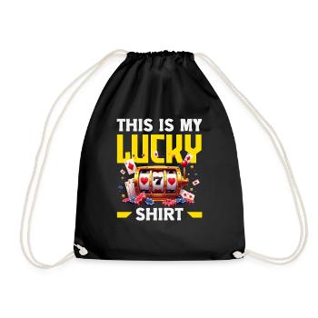 Mein Glücksshirt Casino Spielautomat Glücksspiel - Turnbeutel - Schwarz - Vorne
