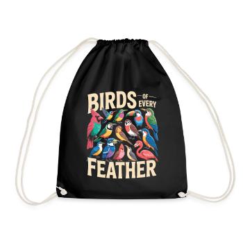 Birds of Every Feather Vogel Vielfalt - Drawstring Bag - black - Front