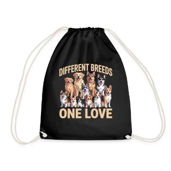 Different Dog Breeds One Love Dogs - Drawstring Bag - black - Front