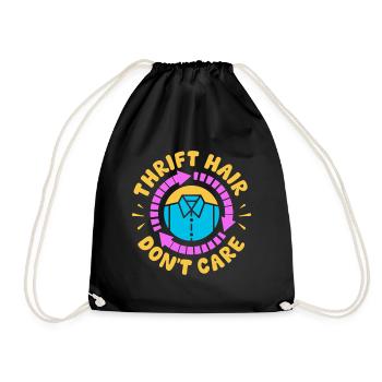 Thrift Shopper Thrift Hair Don ́t Care Thrift Store - Drawstring Bag - black - Front