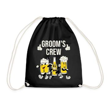 Funny Bräutigams Crew Bier - Turnbeutel - Schwarz - Vorne