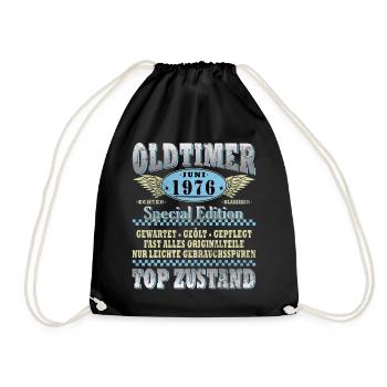 Oldtimer Juni 1976 | Geburtstag Geschenk - Turnbeutel - Schwarz - Vorne