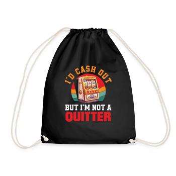 Don't Give Up Retro Casino Slot Machine Gambling - Drawstring Bag - black - Front