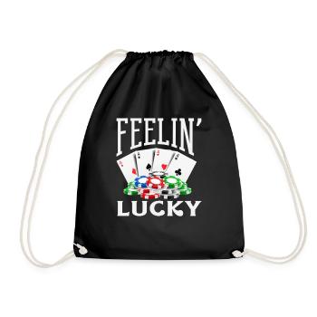 Happiness Casino Gambling Poker Card Game - Drawstring Bag - black - Front