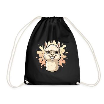 Alpaca Smile Paint Splash - Drawstring Bag - black - Front
