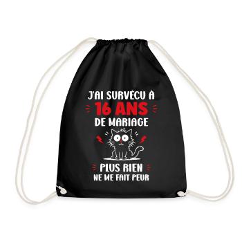 16 ans de mariage - Sac de sport léger - noir - Devant