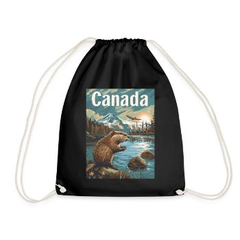 Merveilles naturelles du Canada Paysage au bord du lac avec des castors - Sac de sport léger - noir - Devant