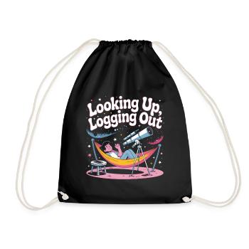 Looking Up Offline | Stargazer - Drawstring Bag - black - Front