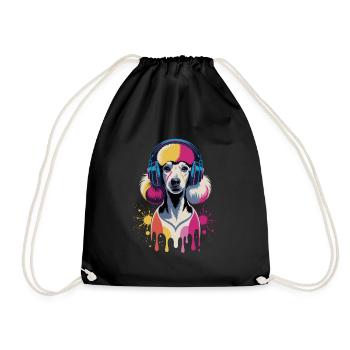 Caniche avec un casque - Sac de sport léger - noir - Devant