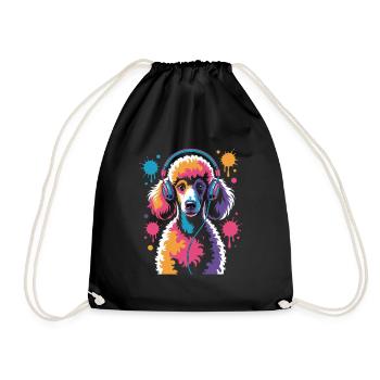 Caniche avec un casque - Sac de sport léger - noir - Devant