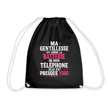 gentillesse vide Cadeau humour personnalisé - Sac de sport léger - noir - Devant