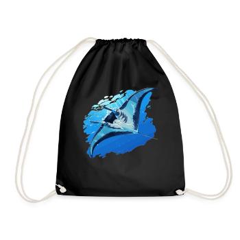 Rochen Mantarochen - Turnbeutel - Schwarz - Vorne