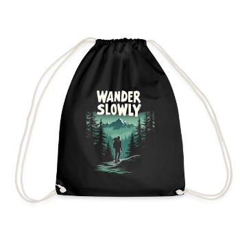 Wander Slowly Slow Hiking Forest - Drawstring Bag - black - Front