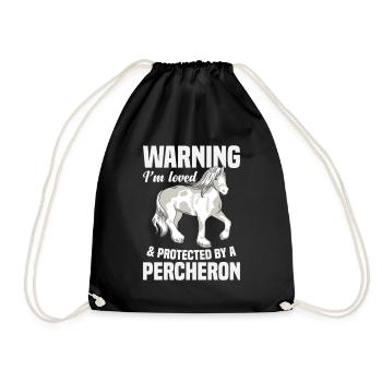 Equestrian Loved & Protected Horse Owner Percheron - Drawstring Bag - black - Front